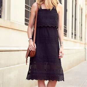 J. Crew Black Eyelet Midi Dress